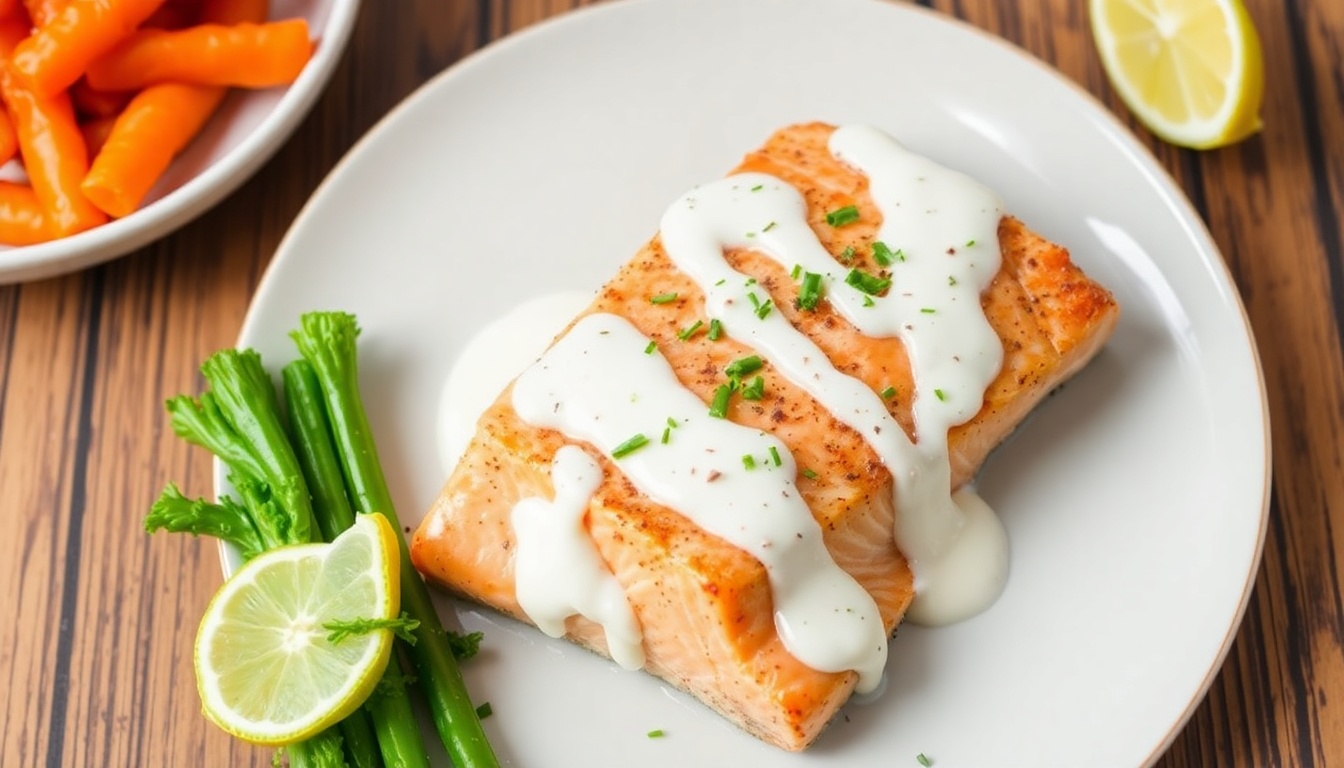 Air Fryer Salmon with Tangy Yogurt Glaze